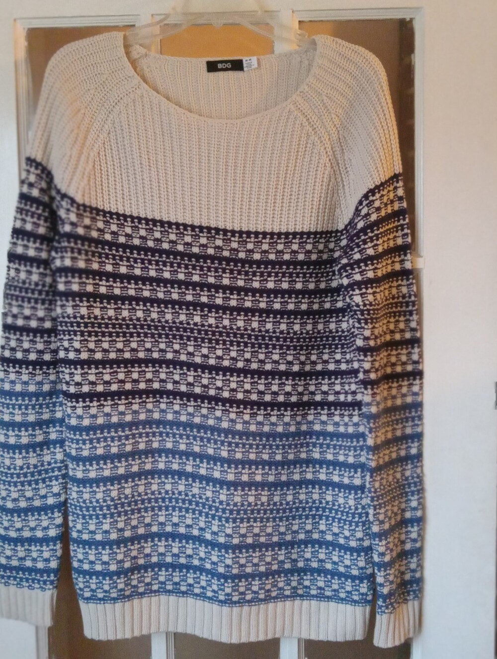 BDG Urban Outfitters Blue Cream Chunky Knit Sweater M